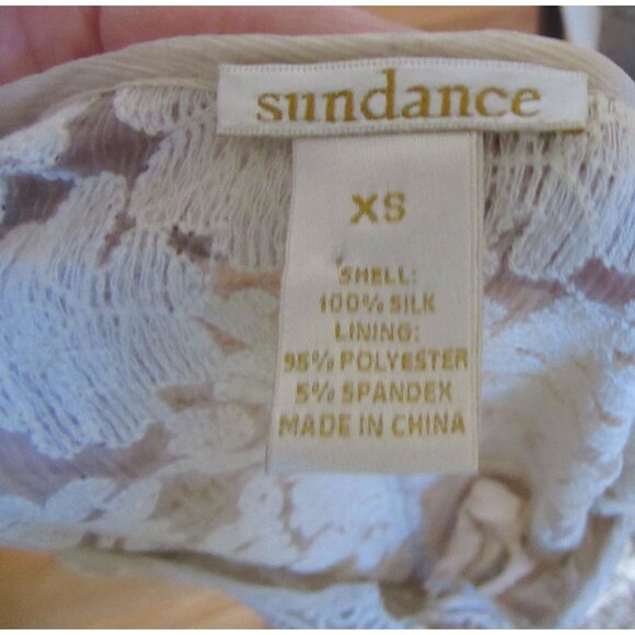 Vintage-Inspired Sundance Light Beige Silk Lace Midi Dress Size XS - Picture 7 of 7